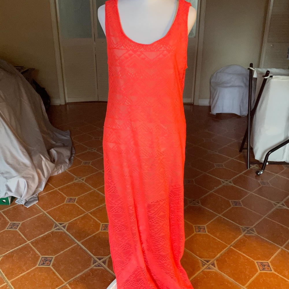 Neon orange tank maxi dress